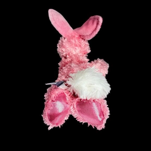 Aurora Pink Bunny Plush 8 in Laying Rabbit Stuffed Animal Shiny Inner Ears Paws - Picture 5 of 8